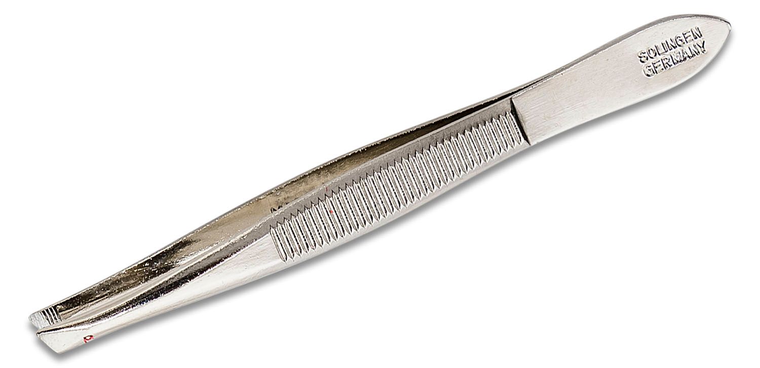 Kiehl Solingen 10cm Precision Tweezers, Teflon Black Coating, Slanted Tips  - KnifeCenter - 1285 10 6306