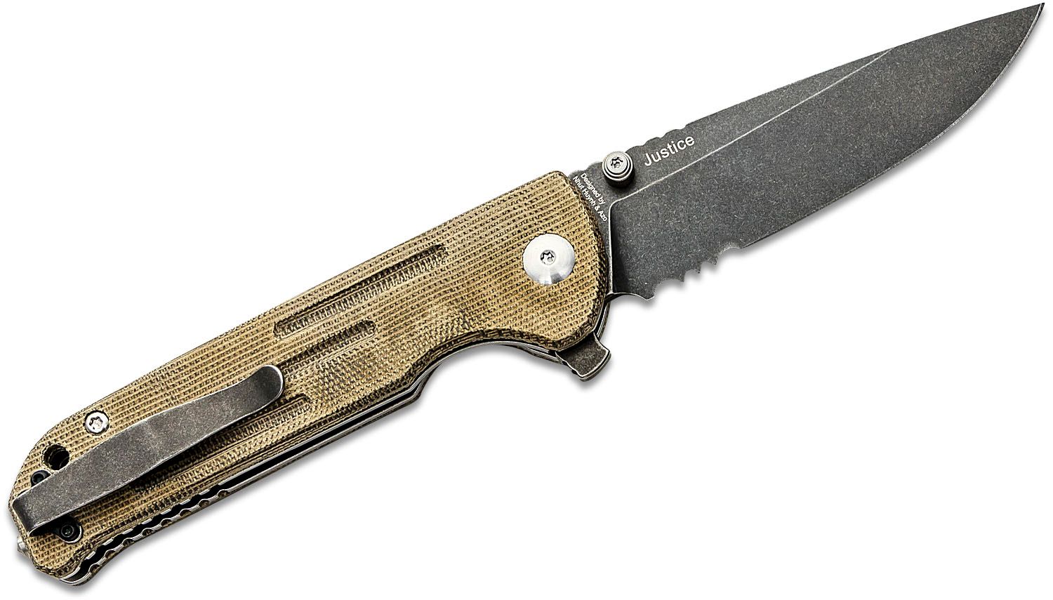 Kizer Vanguard Comet Knife Brass/Green Micarta - Blade HQ