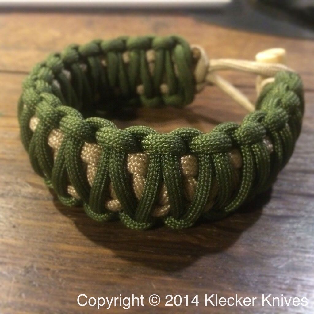 Klecker KLAX-PARA 8 Paracord Bracelet, Green and Tan