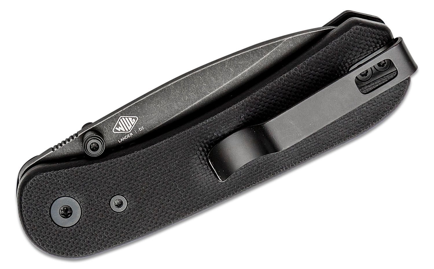 Lander 1 Pocket Knife - Black G10 - D2 – Knafs