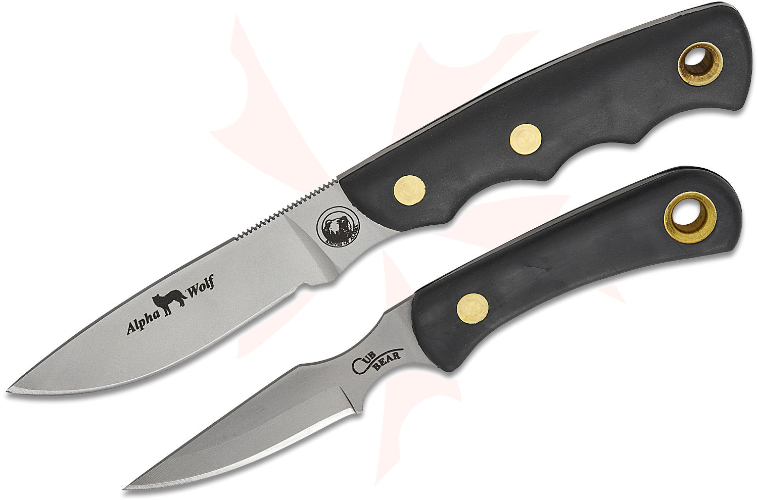 Knives of Alaska Alpha Wolf/Cub Bear Combo Set, Black Santoprene