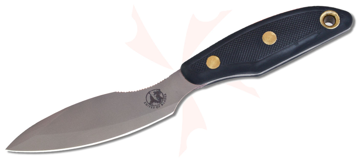 Knives of Alaska Xtreme Yukon 2 Fixed Blade Knife 4.25" D2 Bead Blast Single Edge Blade, Black