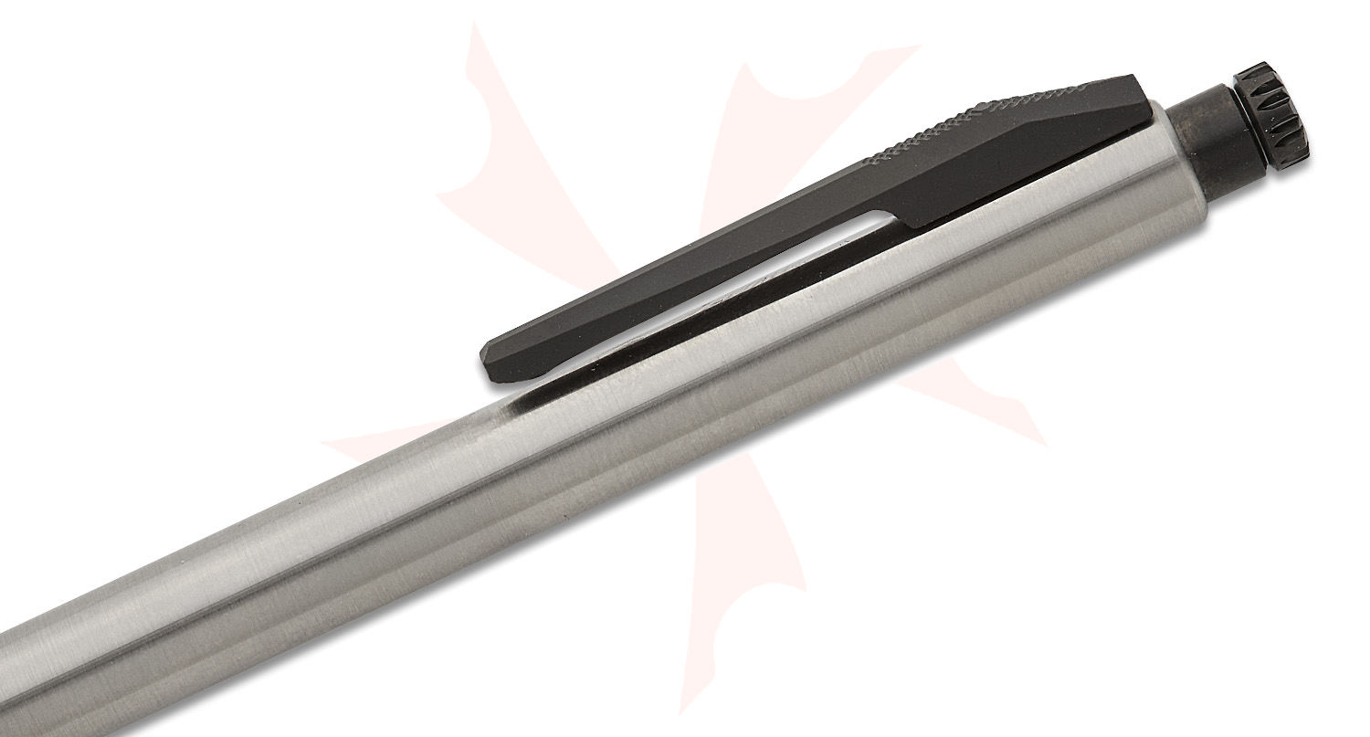 Koenig Knives PQD-G1 Satin Titanium Click Pen, Black DLC Button