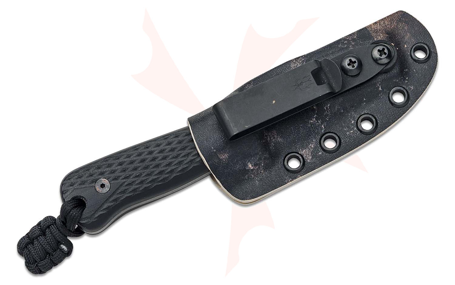 Landau Knives Custom LS1 OneOff Fixed Blade Knife 3.125" CPM154 TwoTone Compound Bowie, Black