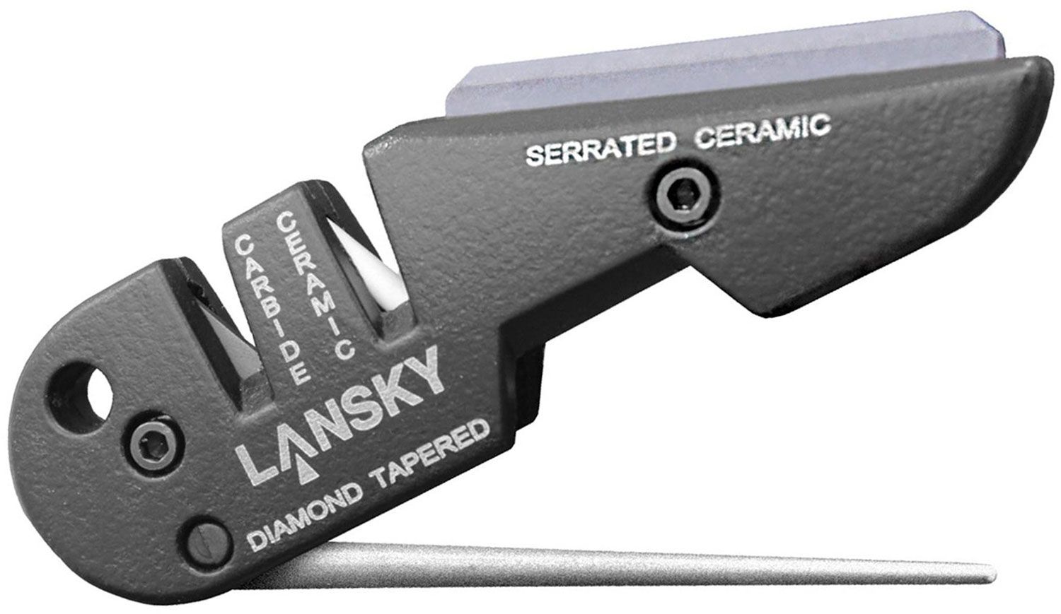 Lansky QuadSharp Sharpener Multi Angle Carbide Sharpener Tapered Ceramic Stone 