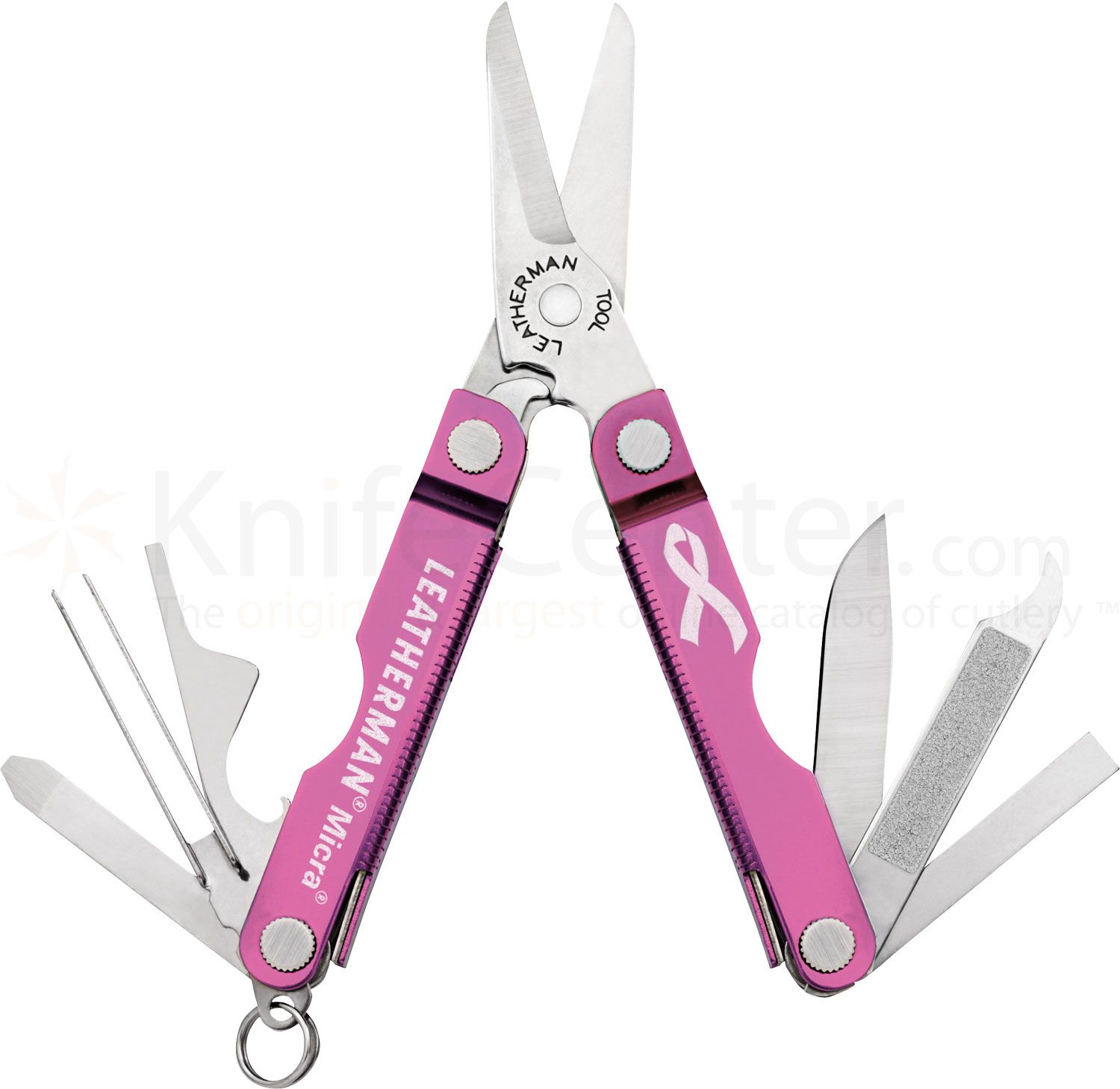 Leatherman Micra Keychain Mini Mult-iTool, 2.5 Pink Stainless Steel  Handles, Breast Cancer Awareness Ribbon - KnifeCenter - 831617 -  Discontinued