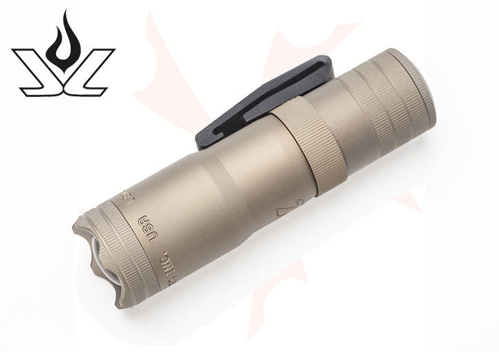 LensLight Mini Tan LED Flashlight, Crenulated Bezel, Single Output