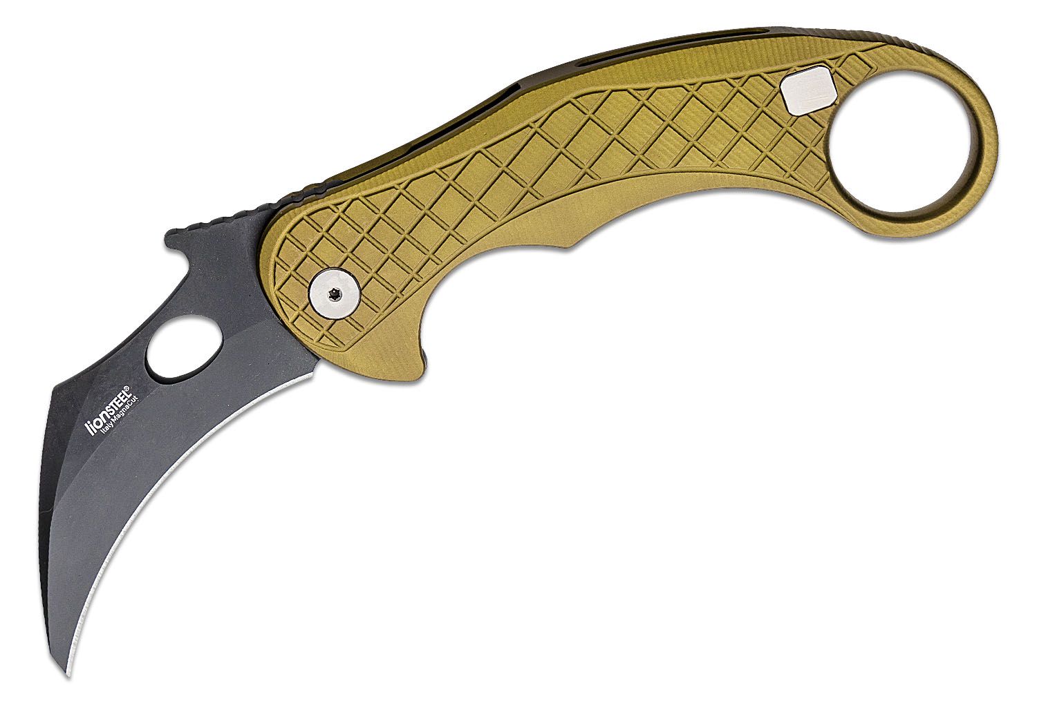 GOLD LINERLOCK FOLDING KNIFE 3 STAINLESS BLADE KARAMBIT FINGER