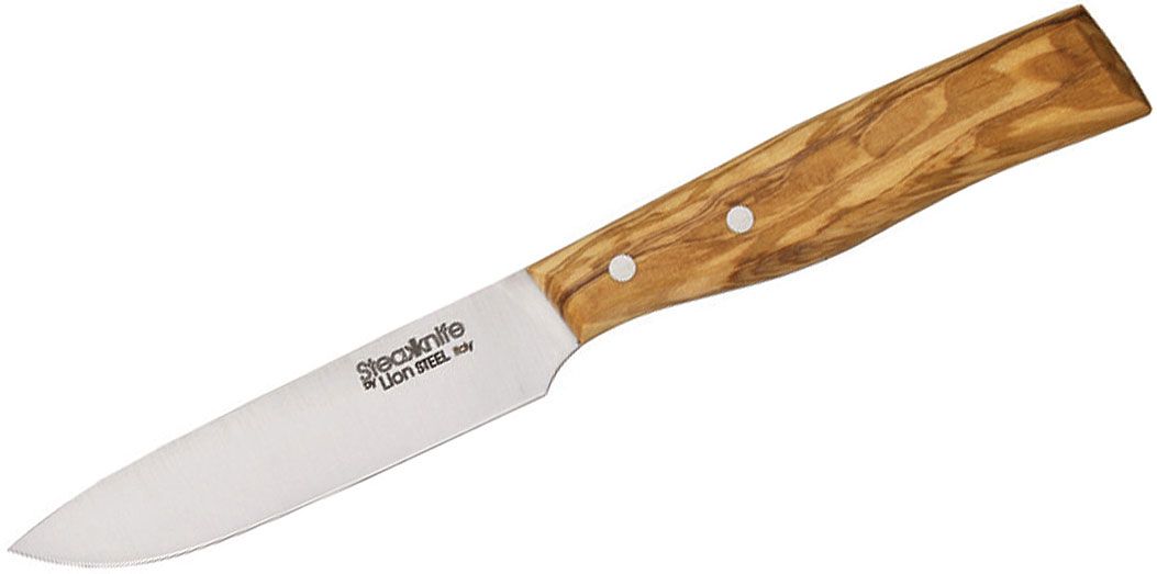 LionSteel 4 inch Steak Knife, Olive Wood Handle