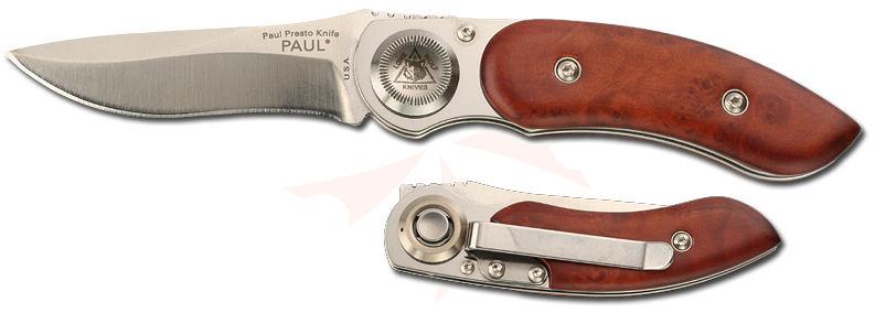 Lone Wolf Paul Presto Pocket Folder w/Burl-wood Handle & 2.4