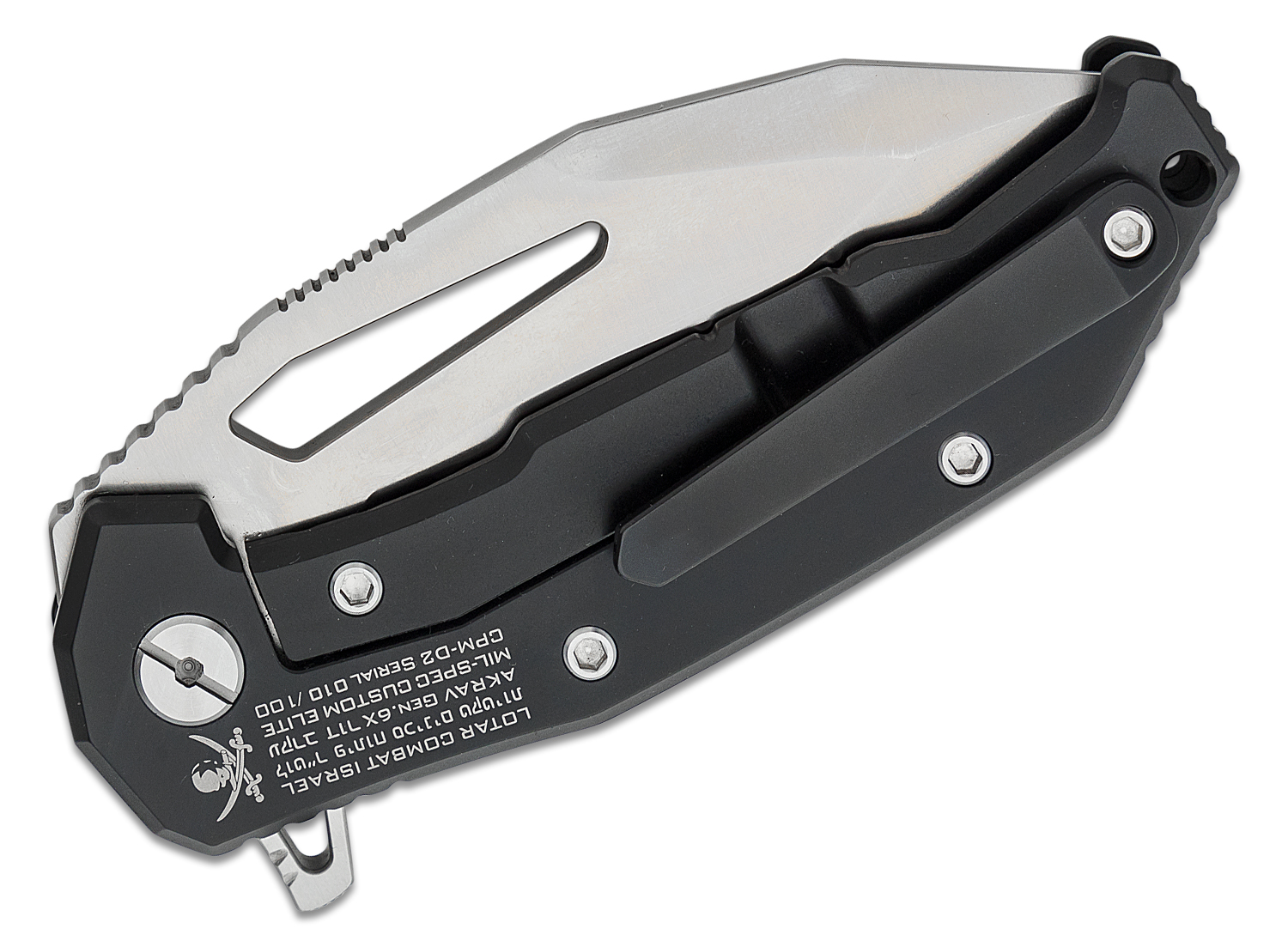 LOTAR Combat AKRAV Gen.6X GHOST 100 Series Flipper Knife 3.5" CPMD2 Brushed Recurved Drop Point