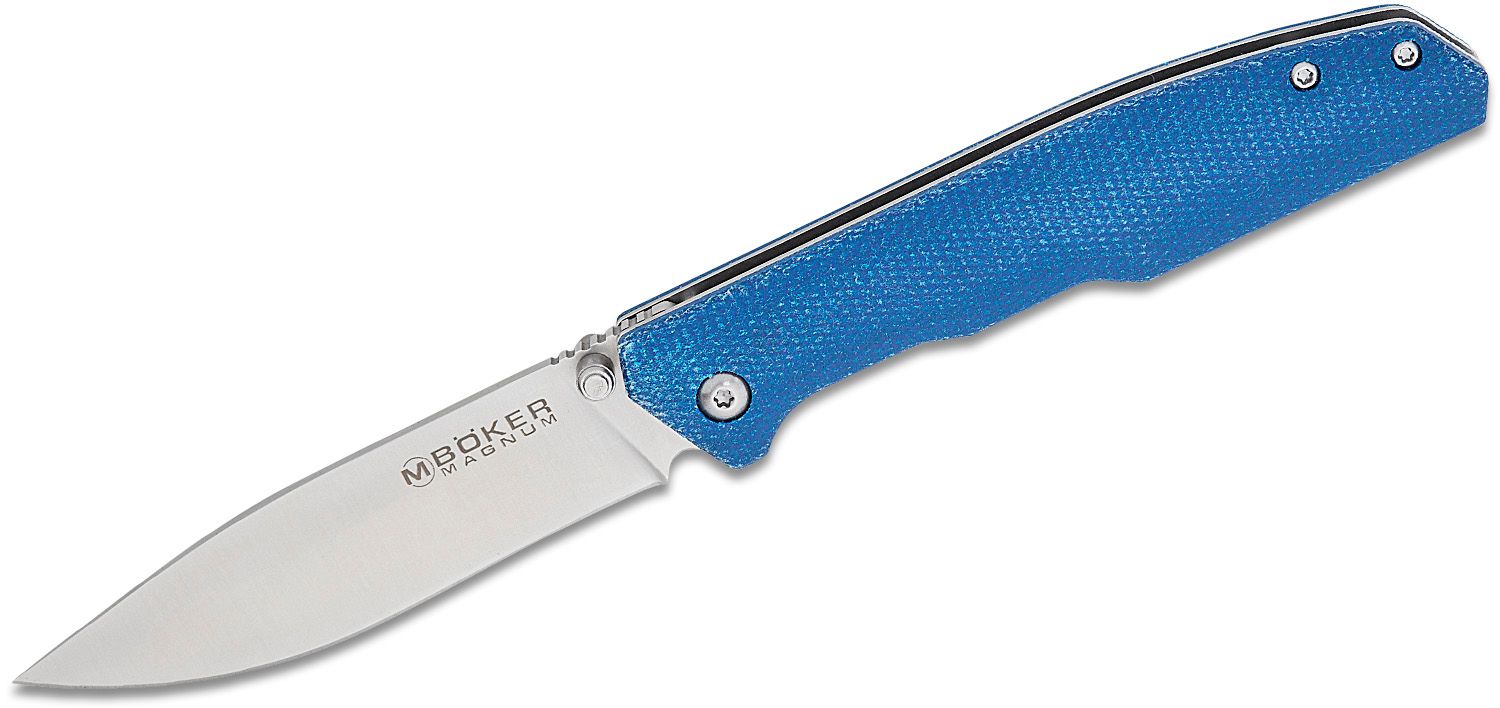 Boker Magnum Deep Blue Canvas Liner Lock Folding Knife 3.54