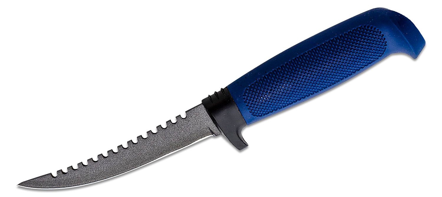 Marttiini Fishing Knife Fixed 4.5 Black Blade, Serrated Spine
