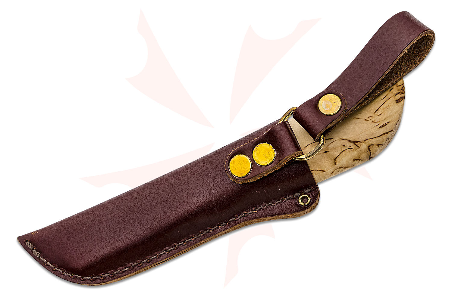 Marttiini Handy Knife Fixed 3" Blade, Waxed Curly Birch Handles, Brown