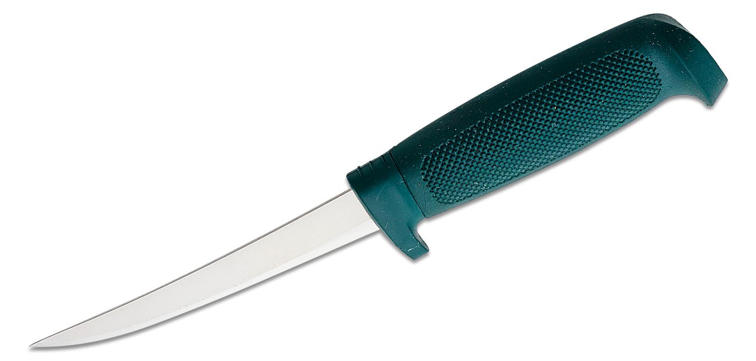 Marttiini Basic Small Fillet Knife 4 Satin Blade, Textured Green Rubber  Handles, Green Sheath - KnifeCenter - 817010