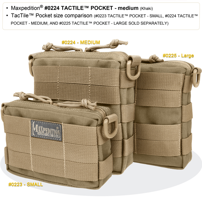 Maxpedition 0224B Tactile Pocket Medium, Black KnifeCenter