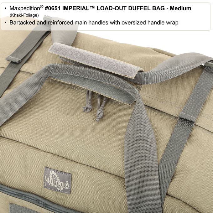 Maxpedition 0651KF Imperial Load-Out Duffel Bag, Medium, Khaki-Foliage -  KnifeCenter - Discontinued
