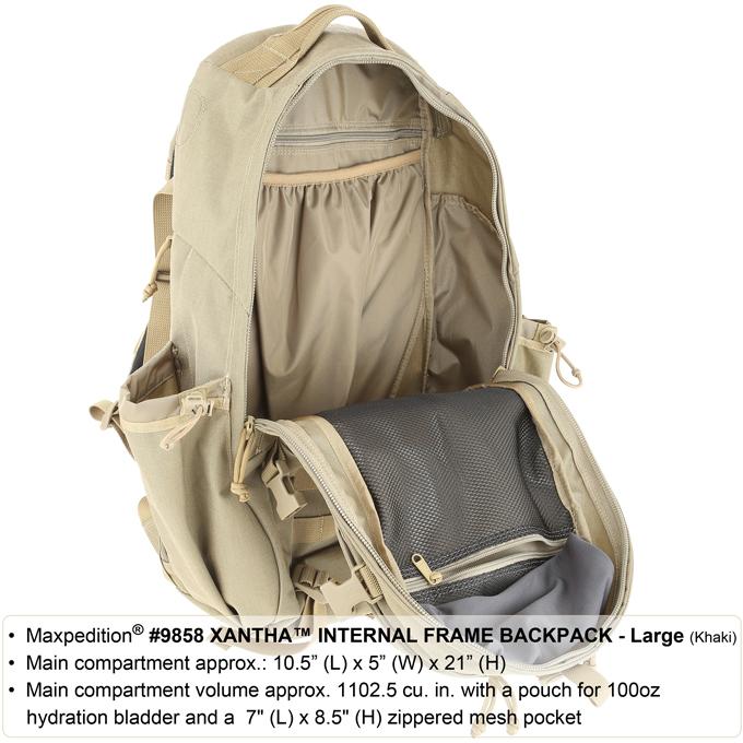 Maxpedition 9858B Xantha Internal Frame Backpack, Black