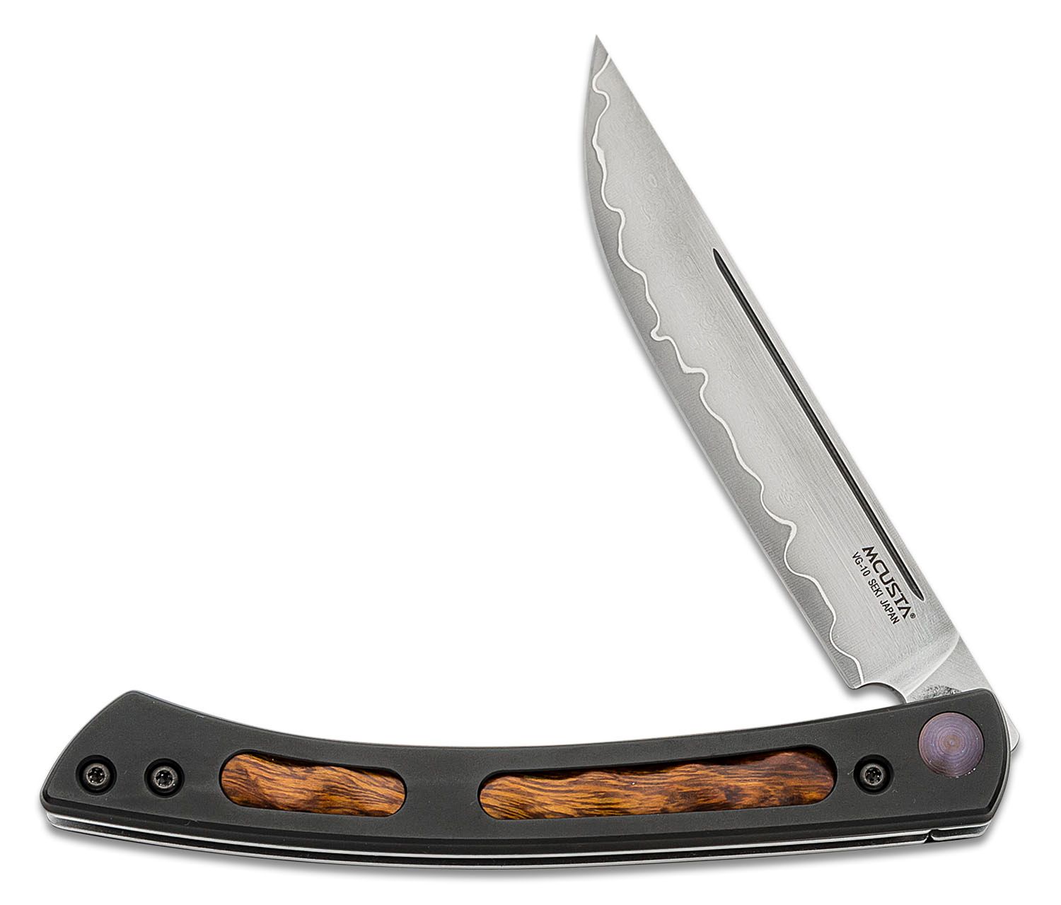 Mcusta EX-1 The Executive Personal VG-10 Core San Mai Folding Steak Knife -  Ironwood Inlay - DLT Trading