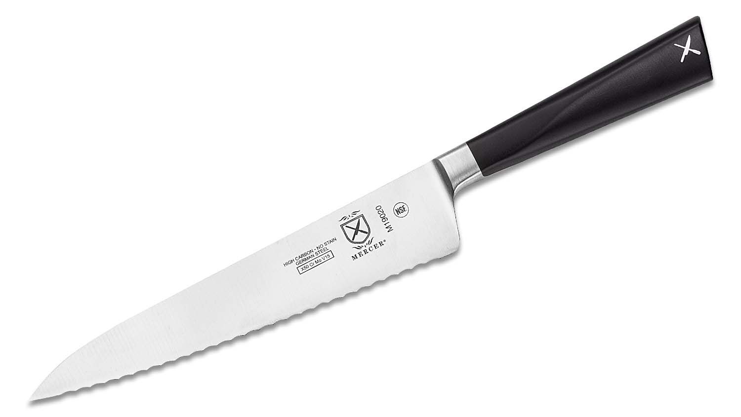 Mercer Culinary Züm Forged Utility Wavy Edge Knife, 6 Inch,Black