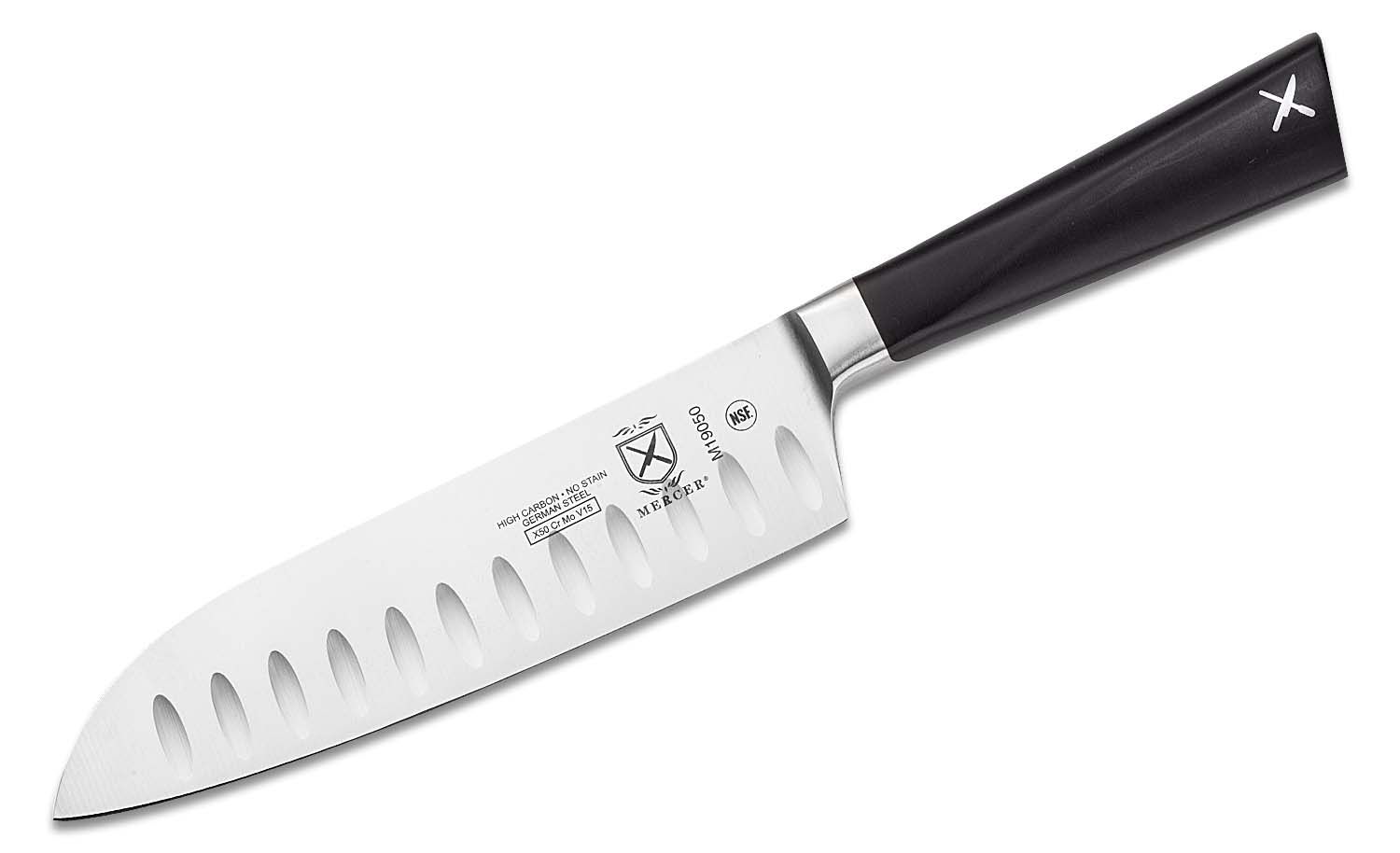Mercer Culinary M19050 ZüM® 7 Forged Santoku Knife with Granton Edge and  Full Tang Blade
