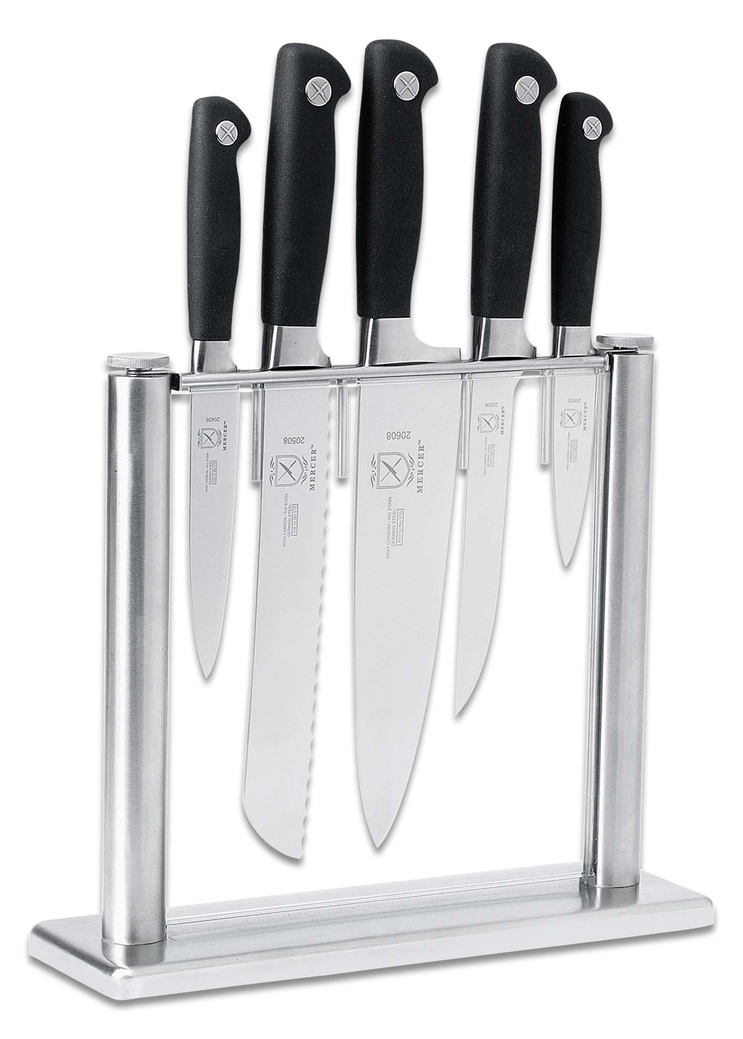 Mercer Cutlery Genesis 6 Piece Knife Block Set with Tempered Glass Knife  Block - KnifeCenter - M20000