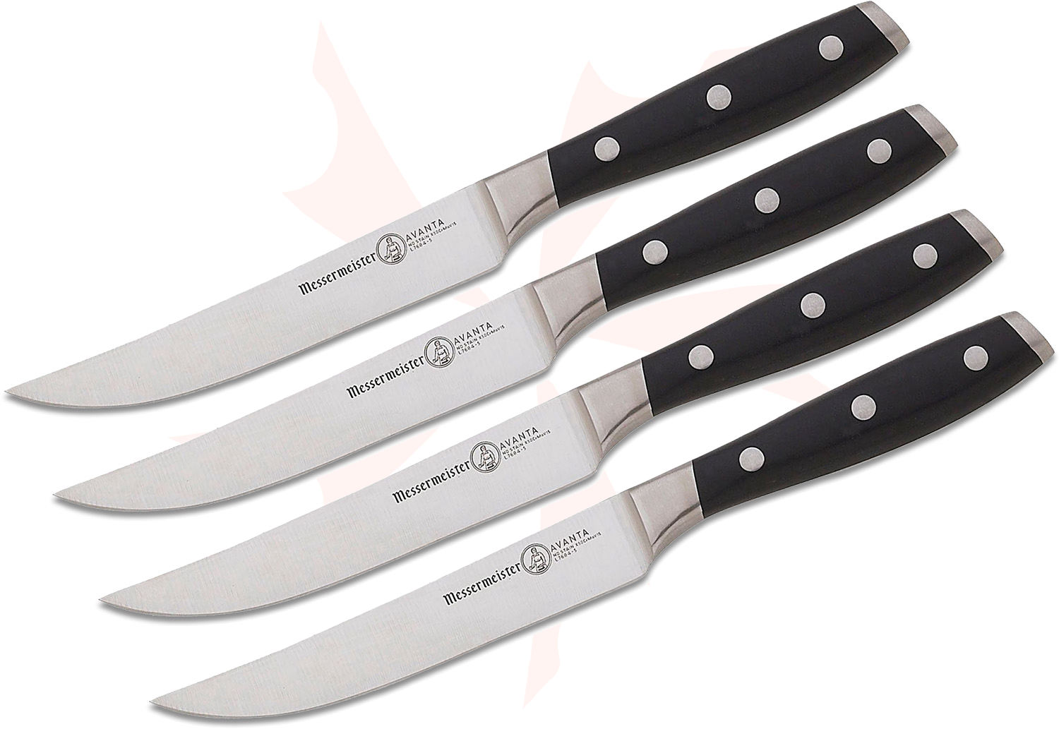 Messermeister Avanta 5" 4Piece Fine Edge Steak Knife Set, Black POM