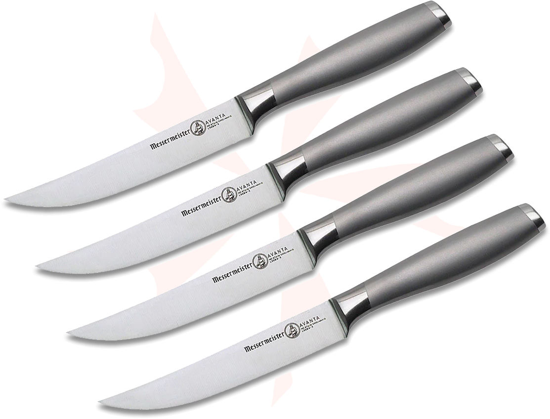 Messermeister Avanta 5" 4Piece Fine Edge Steak Knife Set, Stainless