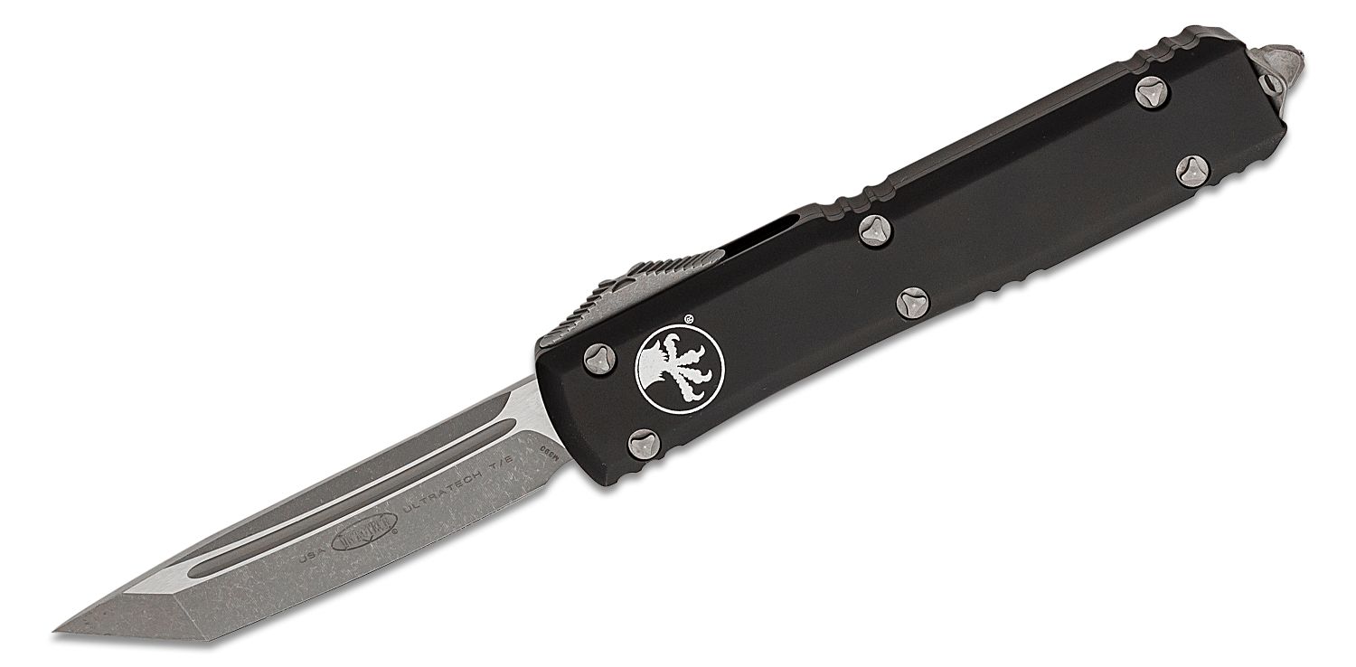 Microtech123-10APUltratechAUTOOTF3.46inchApocalypticTantoPlainBlade,BlackAluminumHandles