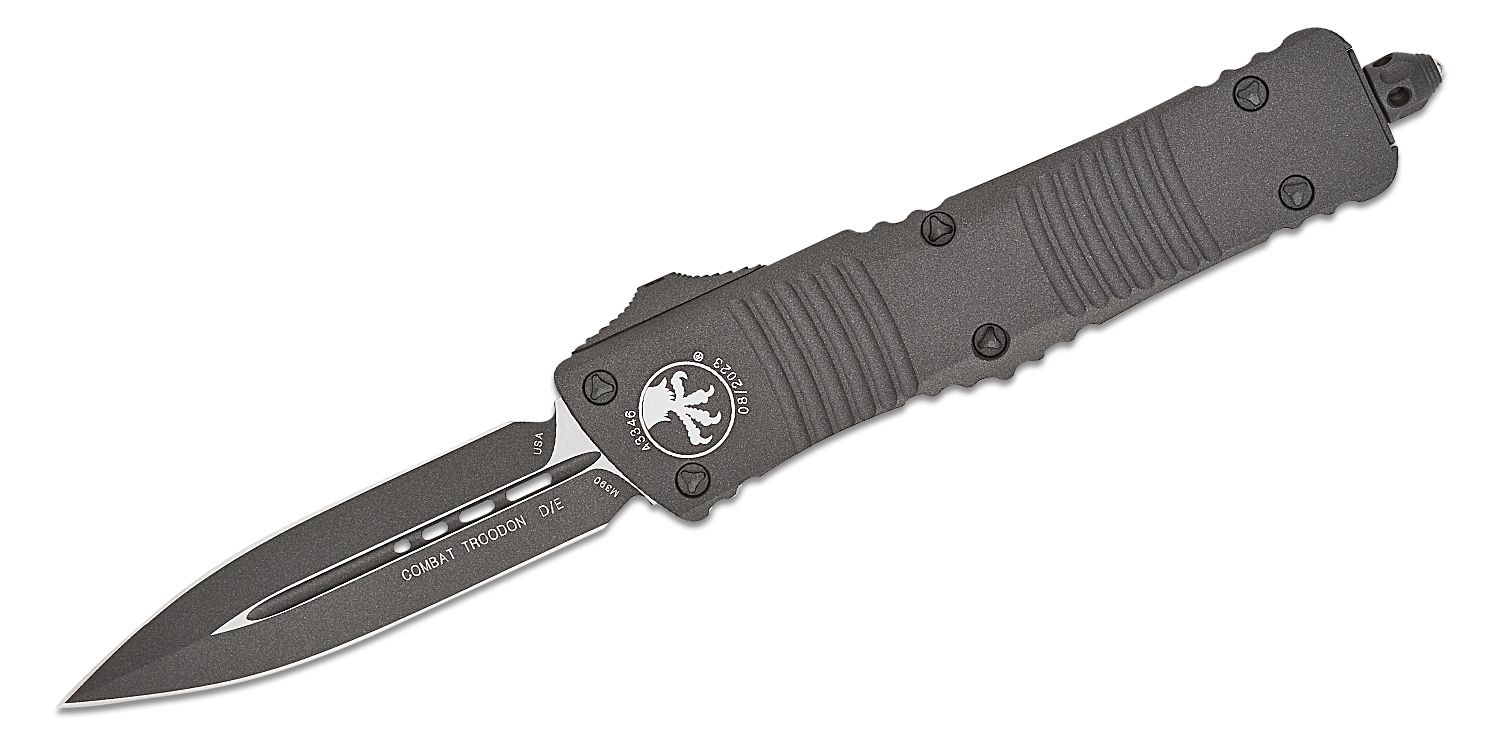 Microtech Combat Troodon OTF Knife- Double Edge- CERAKOTED Dark Tungst