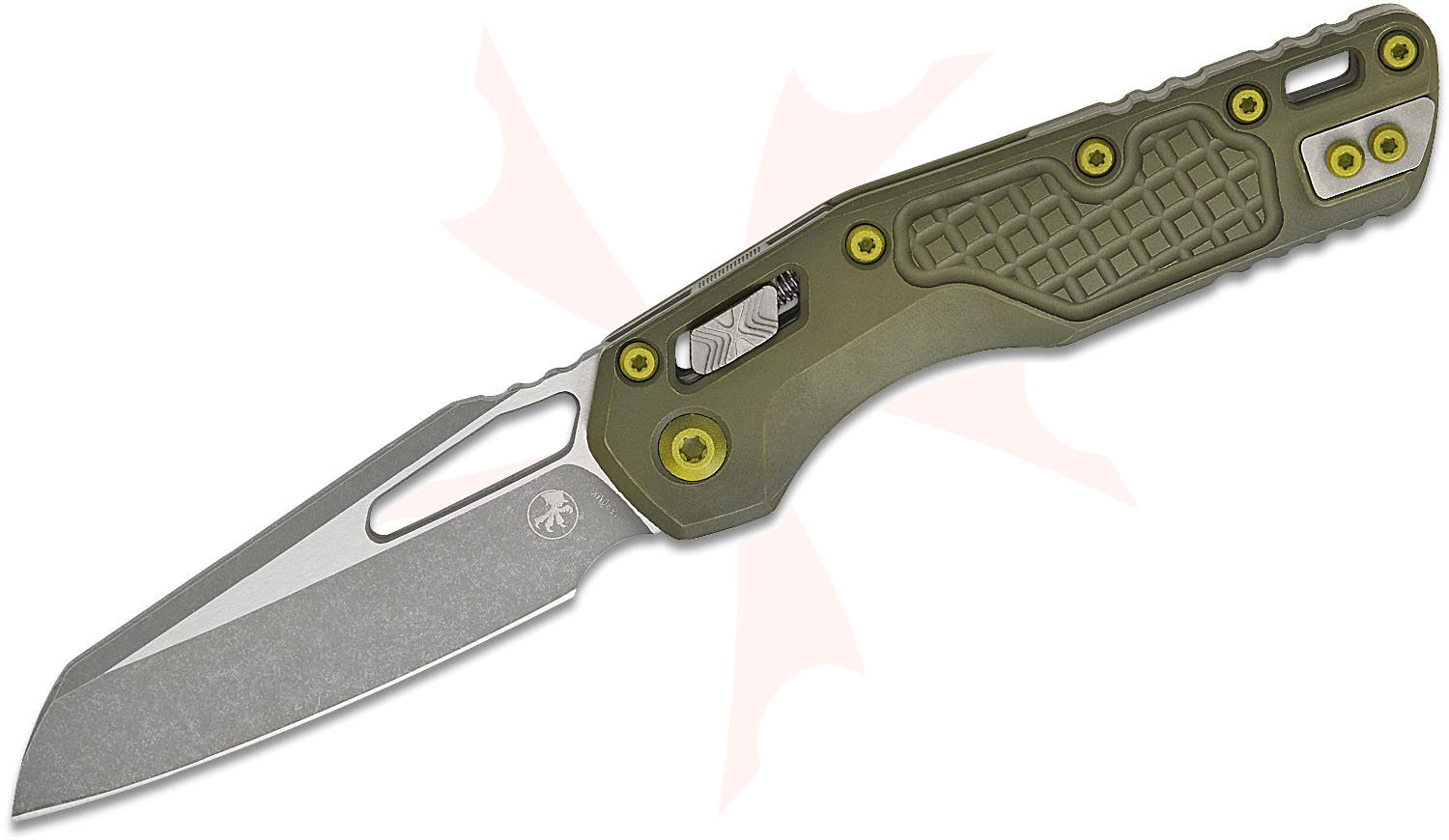 Microtech210-10FRDGG-U25MSIRAM-LOKManualFoldingKnife3.88inchBohlerM390MKApocalypticModifiedSheepsfootPlainBlade,DistressedGrenadeGre