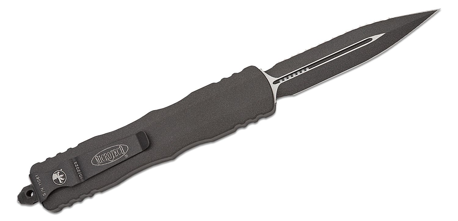 Microtech Dirac Delta D/E Black Stonewash Serrated 227-11