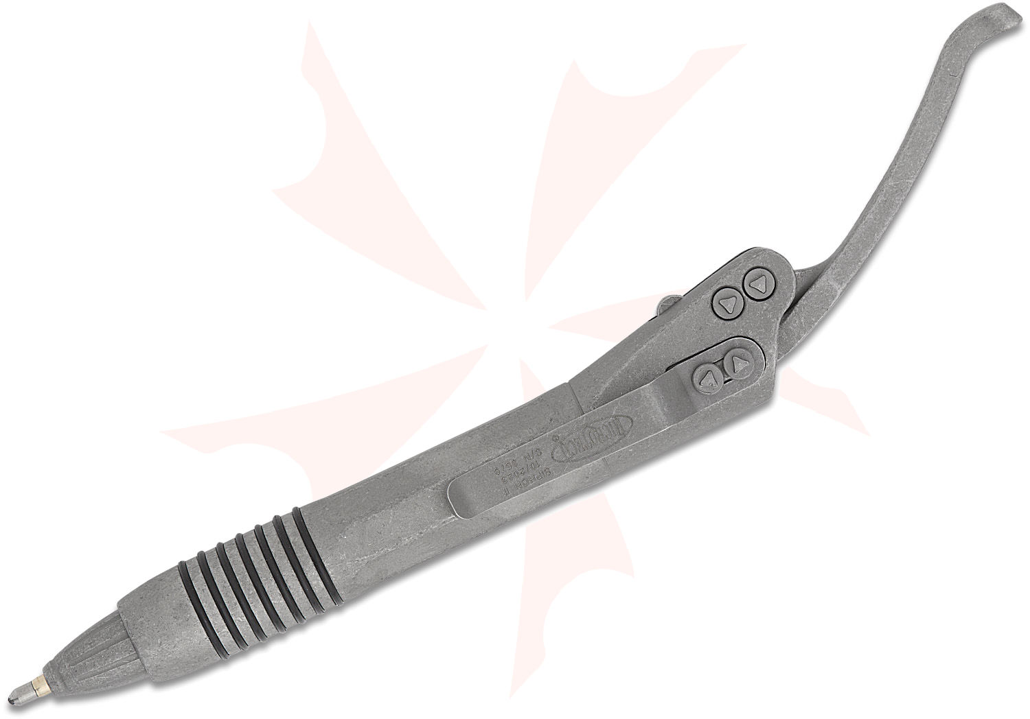Microtech Siphon II Apocalyptic Stainless Steel Pen, Black Ink