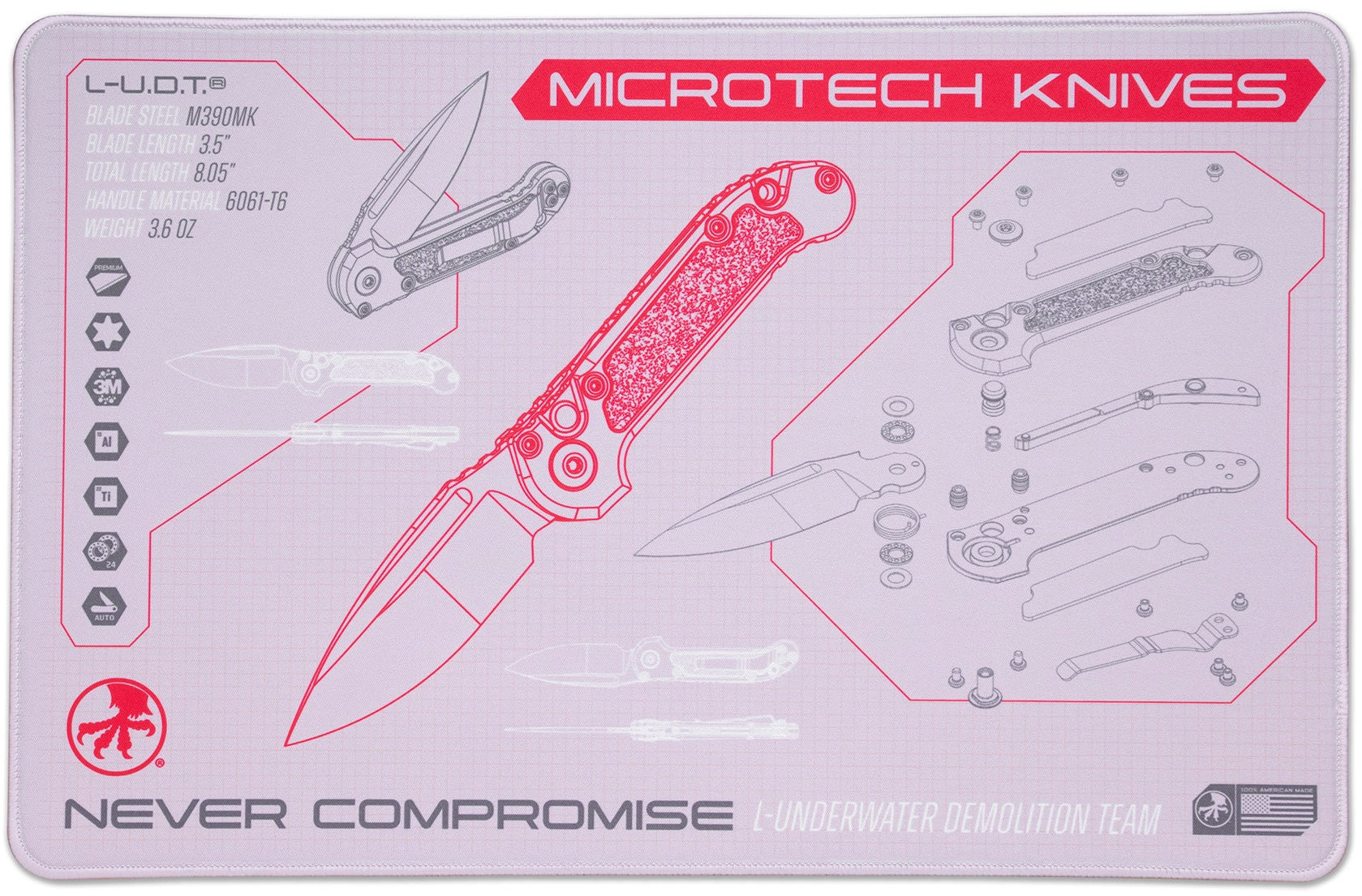 Microtech LUDT Cream Oversized Shop Display Mat Mousepad - KnifeCenter ...