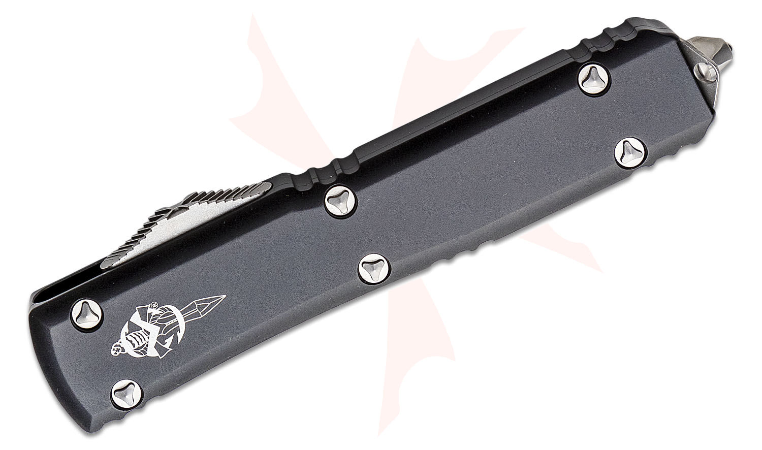 Microtech 119W-10S Signature Series Ultratech Warhound AUTO OTF 3.46"  Stonewashed Wharncliffe Blade, Black Aluminum Handles - KnifeCenter -  Discontinued