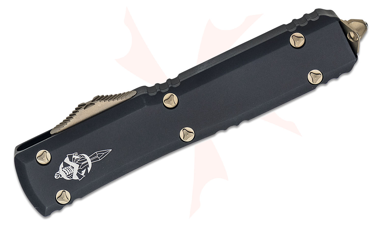 Microtech 119W-13S Signature Series Ultratech Warhound AUTO OTF 3.46" Bronze  Wharncliffe Blade, Black Aluminum Handles - KnifeCenter - Discontinued