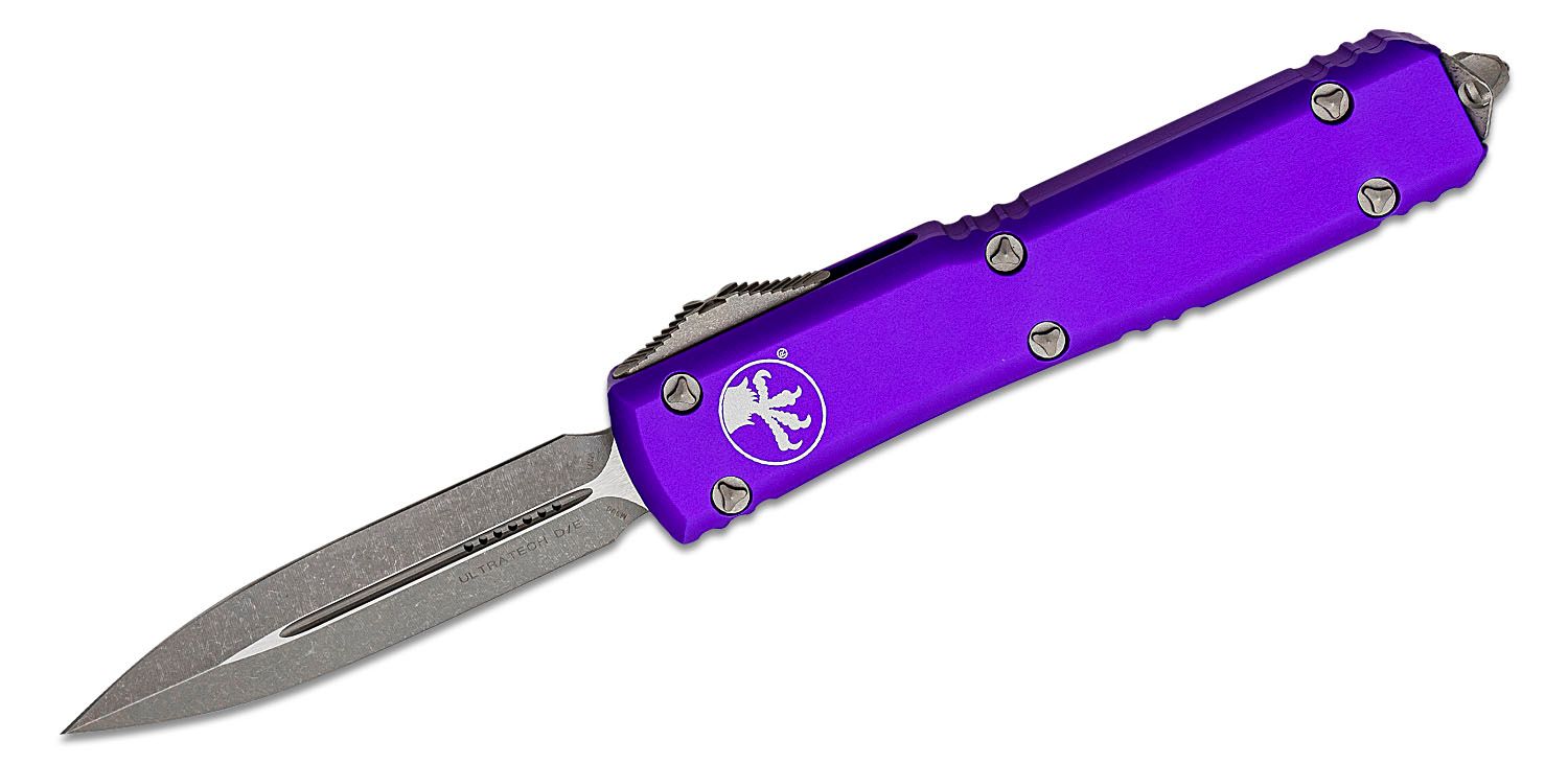 Microtech Ultratech 122-10APPU Double Edge Apocalyptic Blade, Purple Handle