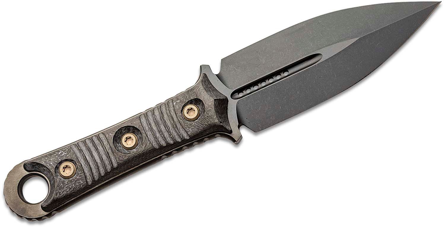 Microtech/Borka Blades 201-1DLCCFS Signature Series SBD Fixed Blade Knife  4.375 Black DLC Double Edge Dagger Blade, Milled Carbon Fiber Handles,  Kydex Sheath - KnifeCenter - Discontinued