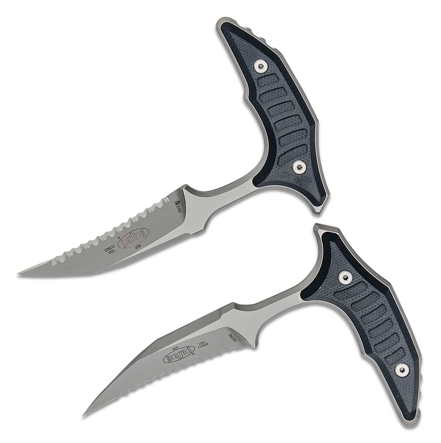 Microtech/Bastinelli Creations Signature Series Double BEE Push Dagger Set  2.5 M390 Bead Blasted Wharncliffe Blades, Black G10 Handles, Kydex Dual  Sheath - KnifeCenter - 218D-9GTBKS - Discontinued