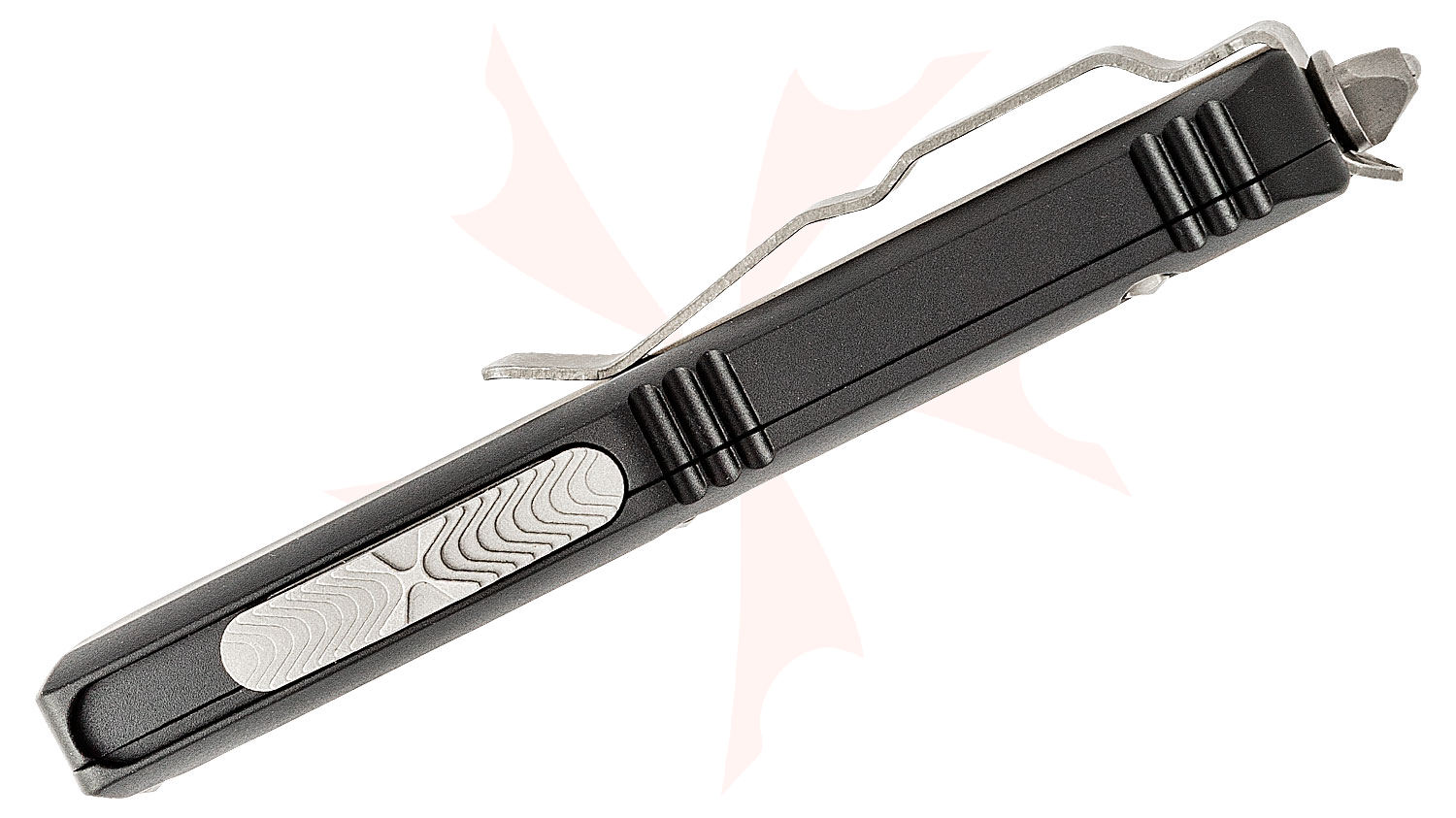 Microtech 232 D12ap Utx 85 Auto Otf 3 Apocalyptic Double Edge Fully Serrated Blade Black Aluminum Handles Knifecenter Discontinued