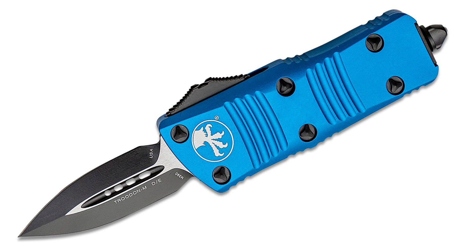 Automatic Knife, OTF, Belt Clip, Blue Anodized