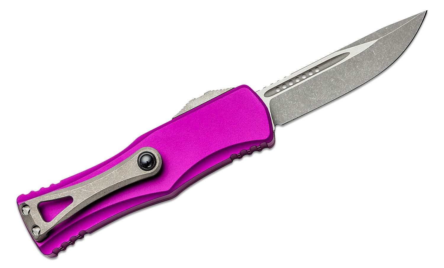 Microtech 703-10APVI Hera OTF AUTO Knife 3.125 Apocalyptic Drop Point  Blade, Violet Aluminum Handles - KnifeCenter - Discontinued