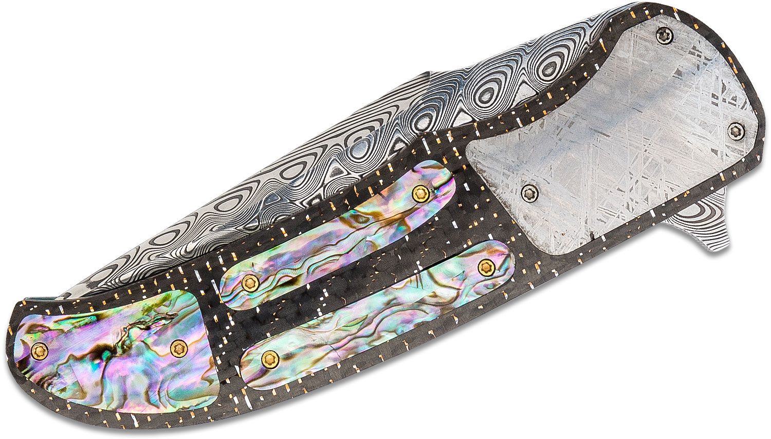 George Mueller Custom Knife Damascus Meteorite and Mammoth Tooth Linerlock  Flipper - Knife Purveyor