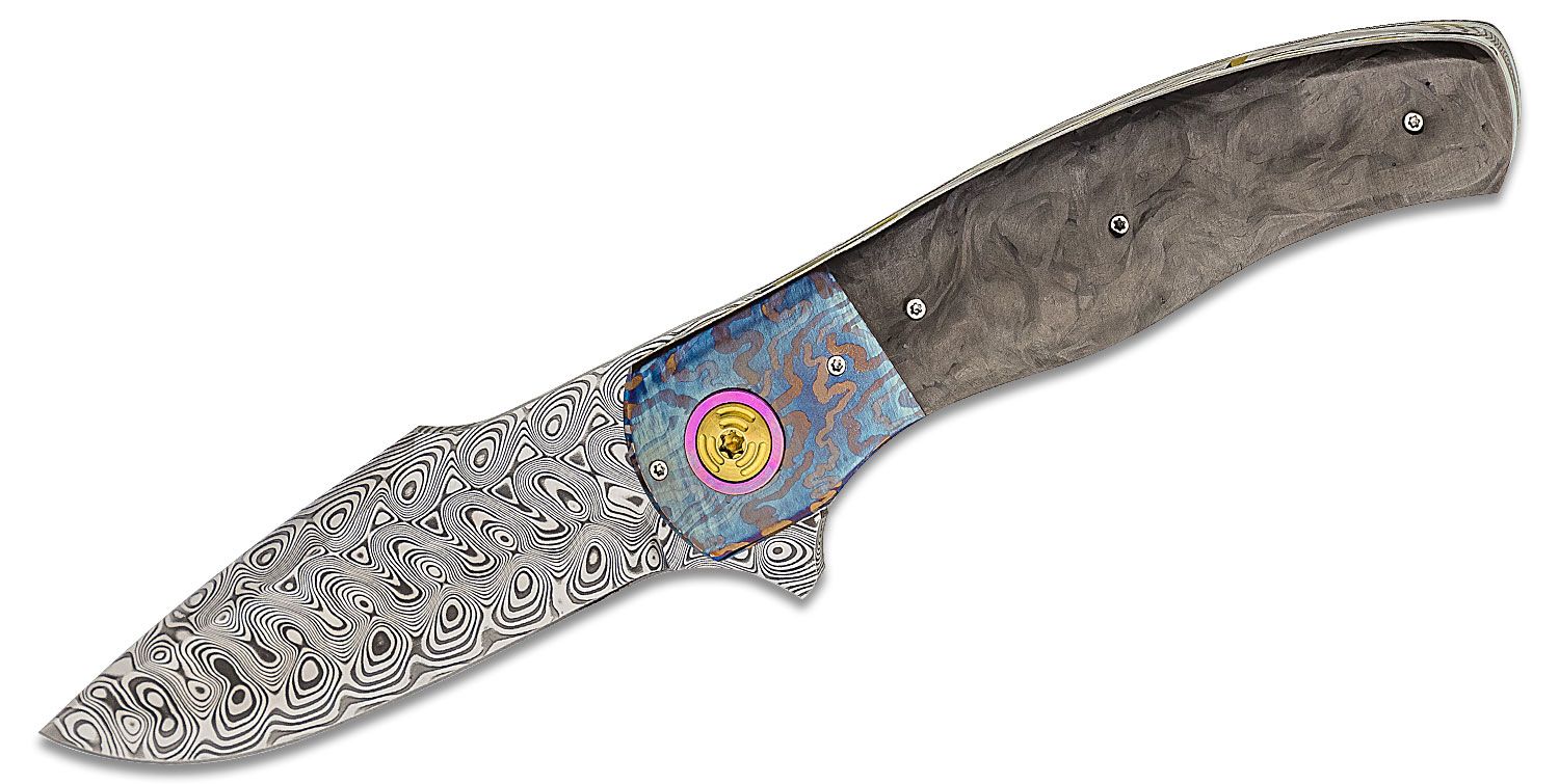 George Muller Custom Knife Damascus Linerlock - Knife Purveyor