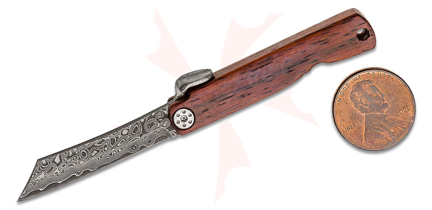 Nagao Higonokami Bonsai Mokuzai Damascus Friction Folding Knife