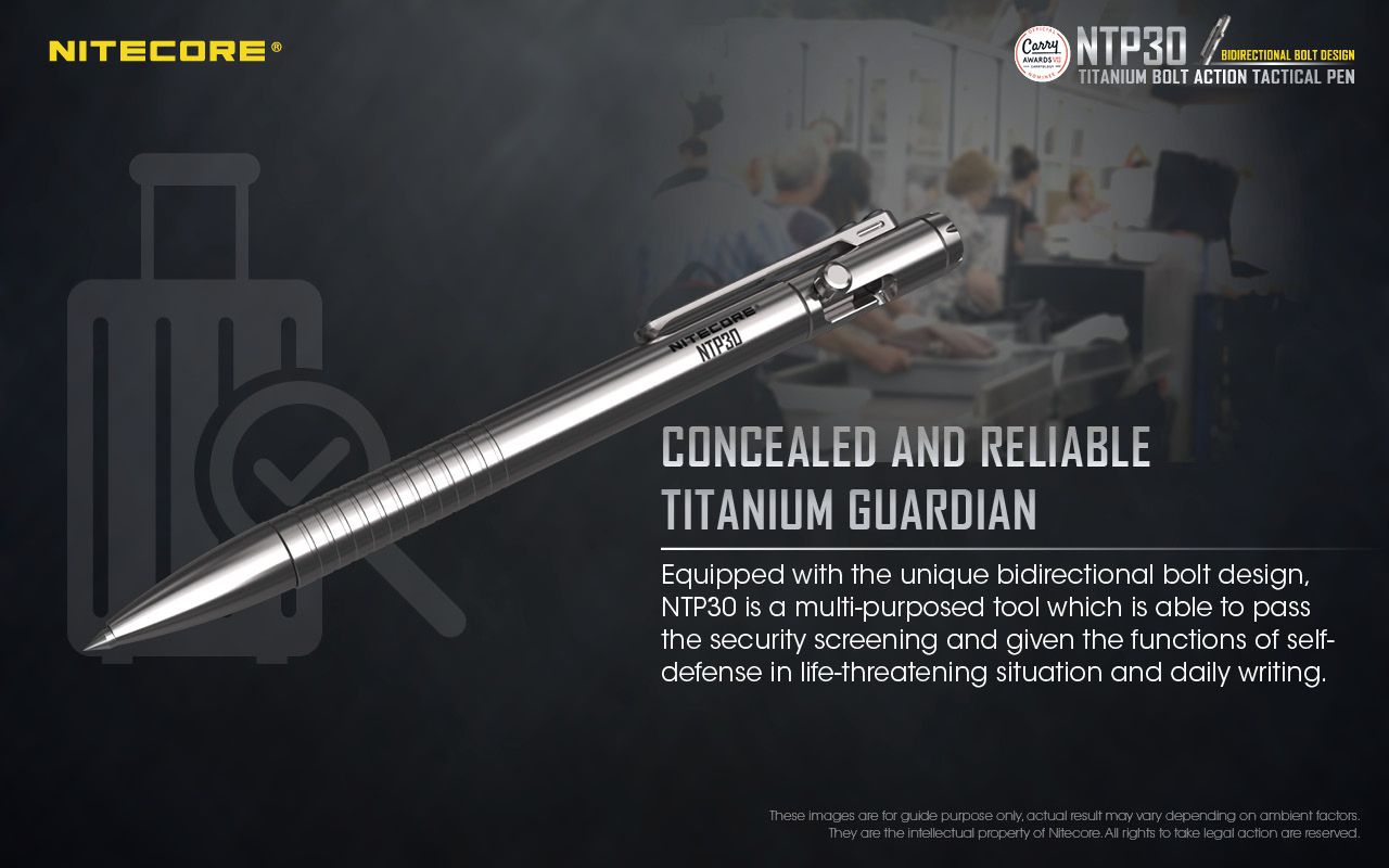 NITECORE NTP30 Titanium Bidirectional Bolt Action Tactical Pen 