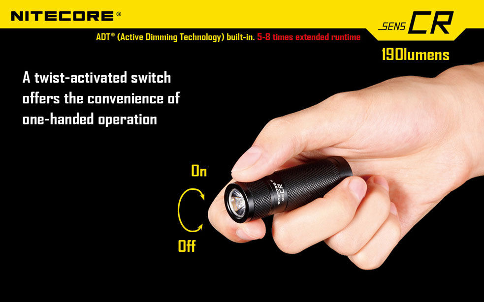 NITECORE SENSCR Mini CR123A LED Flashlight, 190 Max Lumens