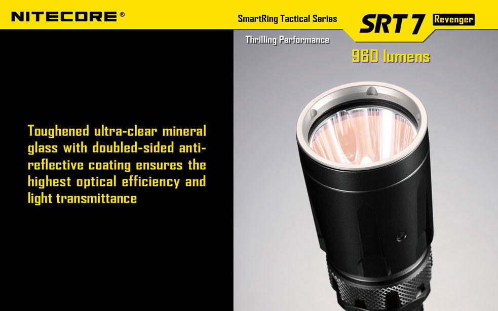 NITECORE SmartRing Tactical SRT7 Revenger LED Flashlight, Black, 960
