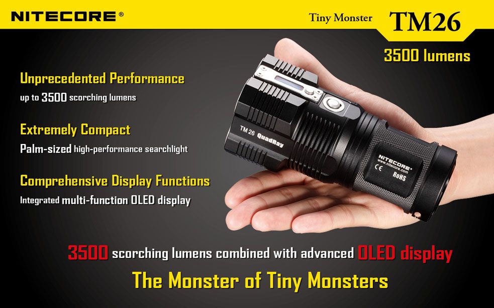 NITECORE TM26 Tiny Monster Series Rechargeable CR123A LED
