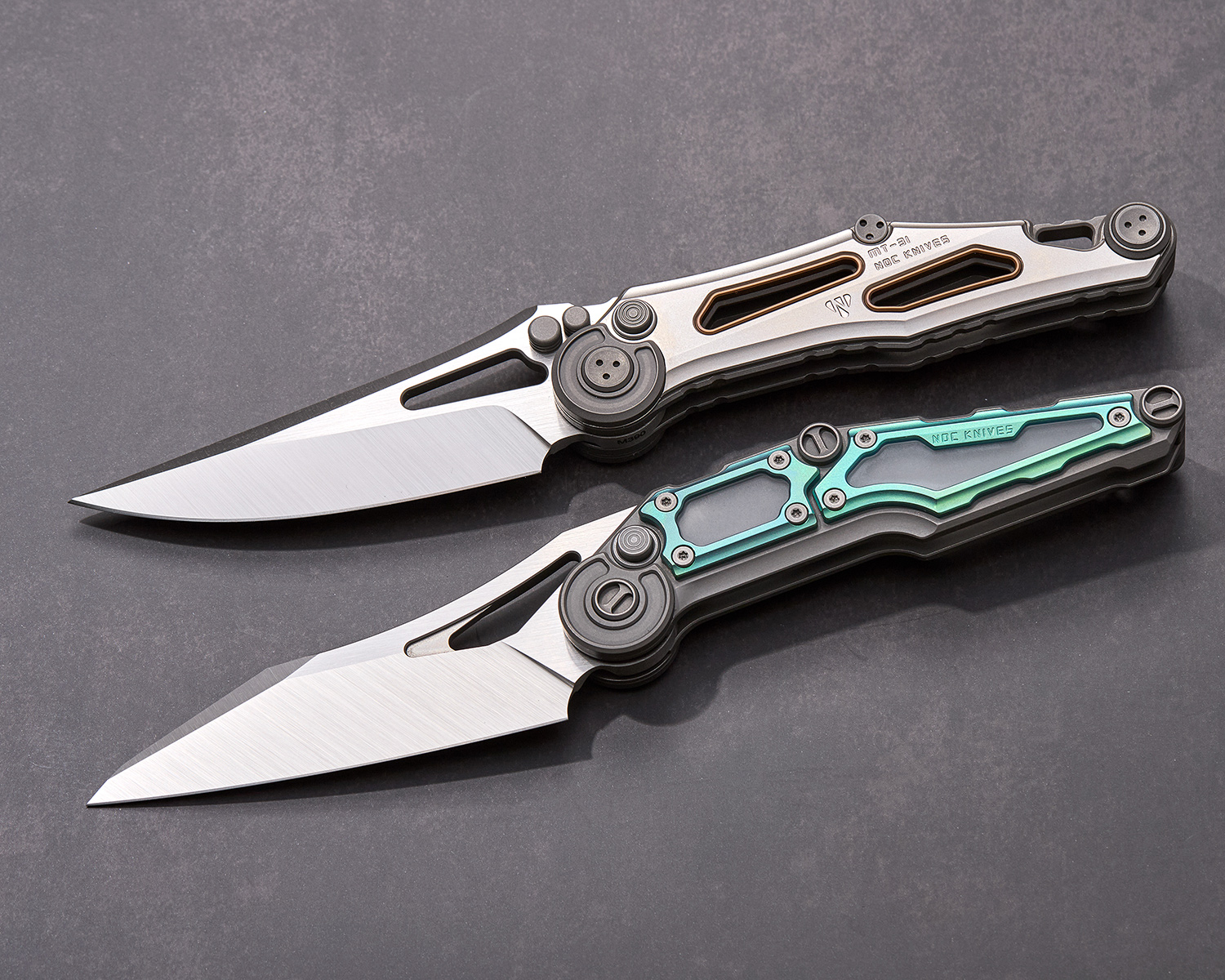 NOC Knives MT-32 Button Lock Front Flipper Knife 3.3